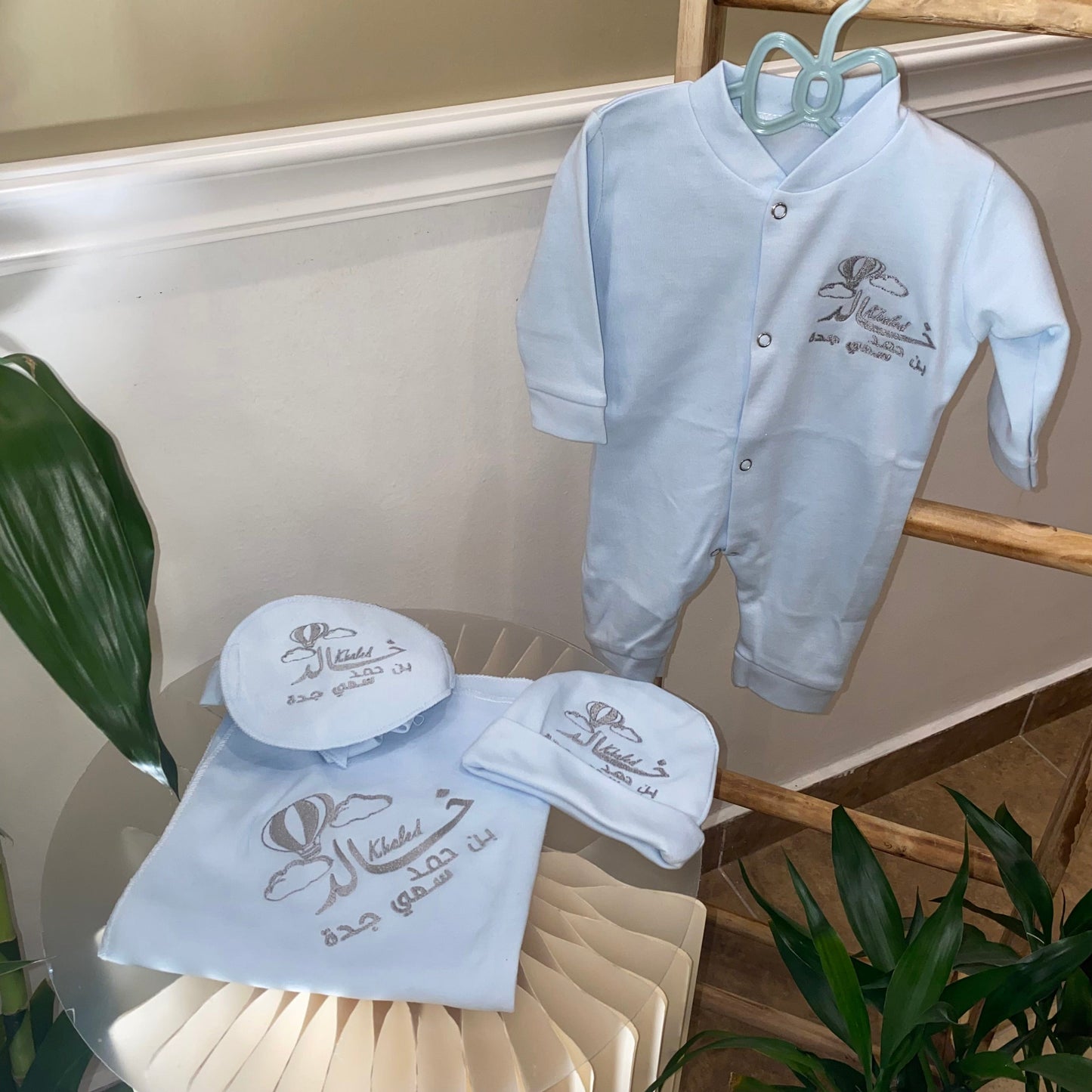 baby humod طقم مواليد تطريز - 4 قطع