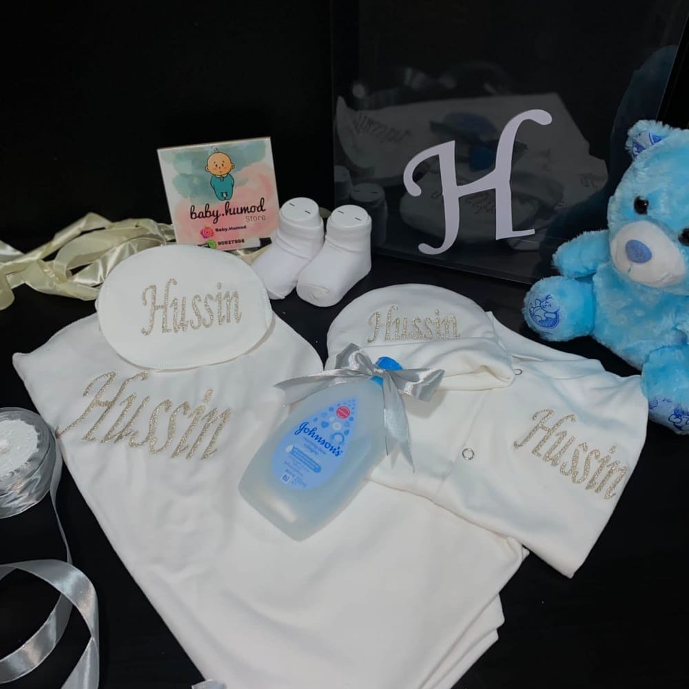 baby humod طقم مواليد تطريز - VIP