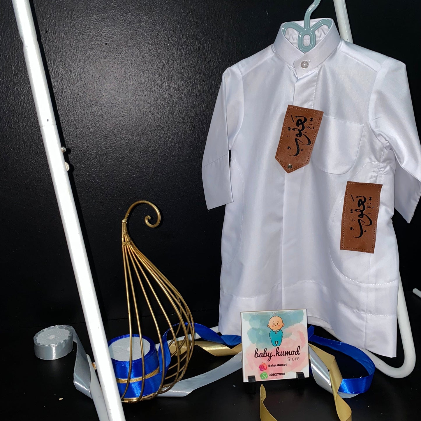 baby humod دشداشة مواليد مع بروش