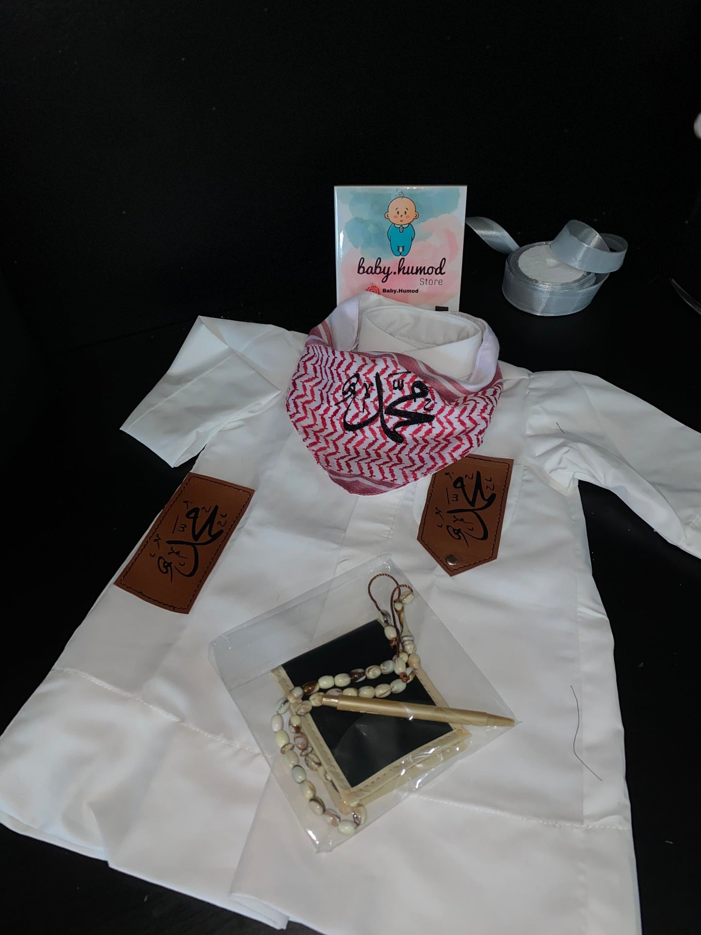 baby humod دشداشة مواليد مع بروش