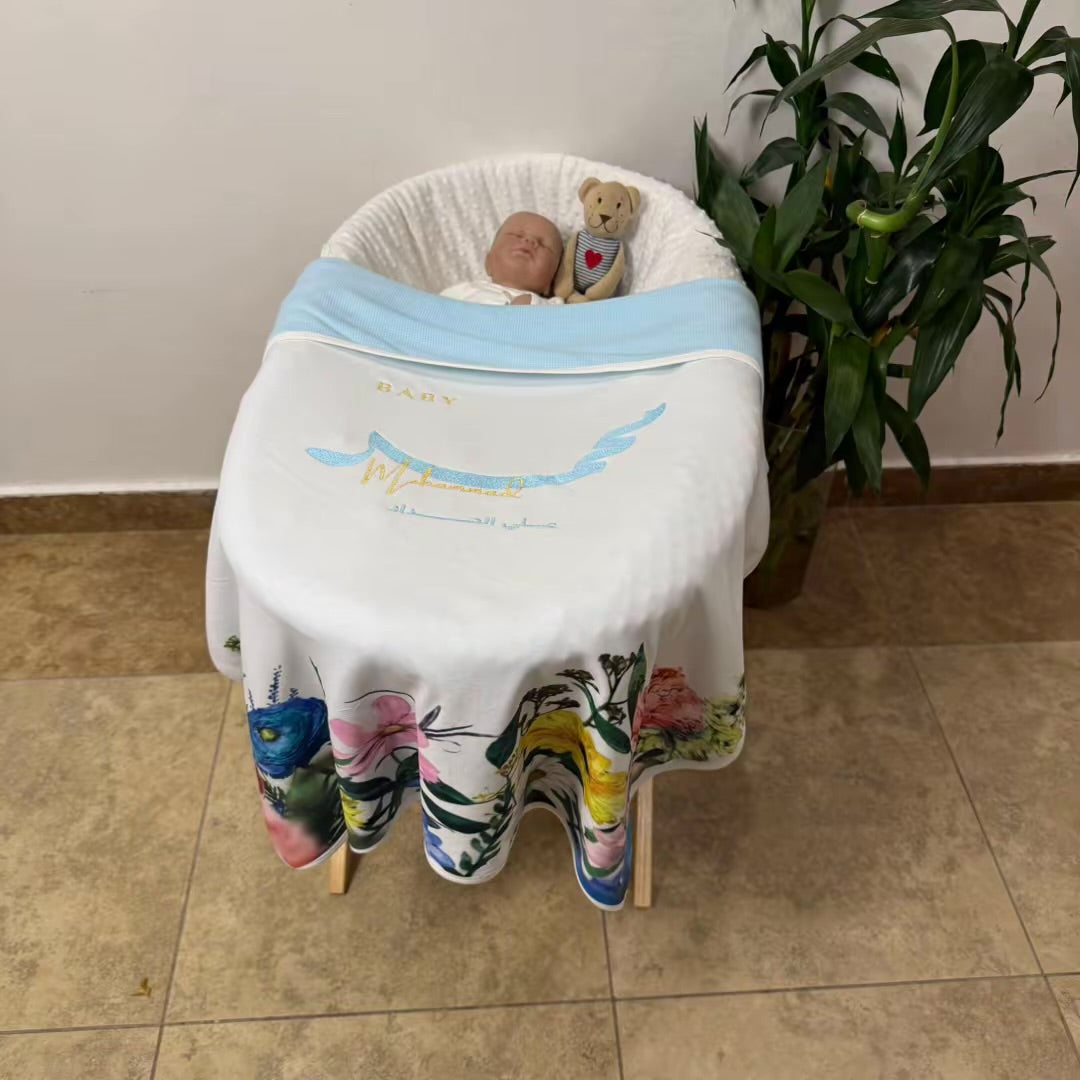 Baby Humod Store بطانية تطريز مع طباعة ثيم الدعوة