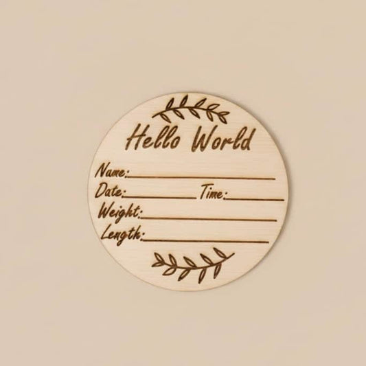 baby humod بطاقة توثيق ميلاد الطفل - خشب دائري