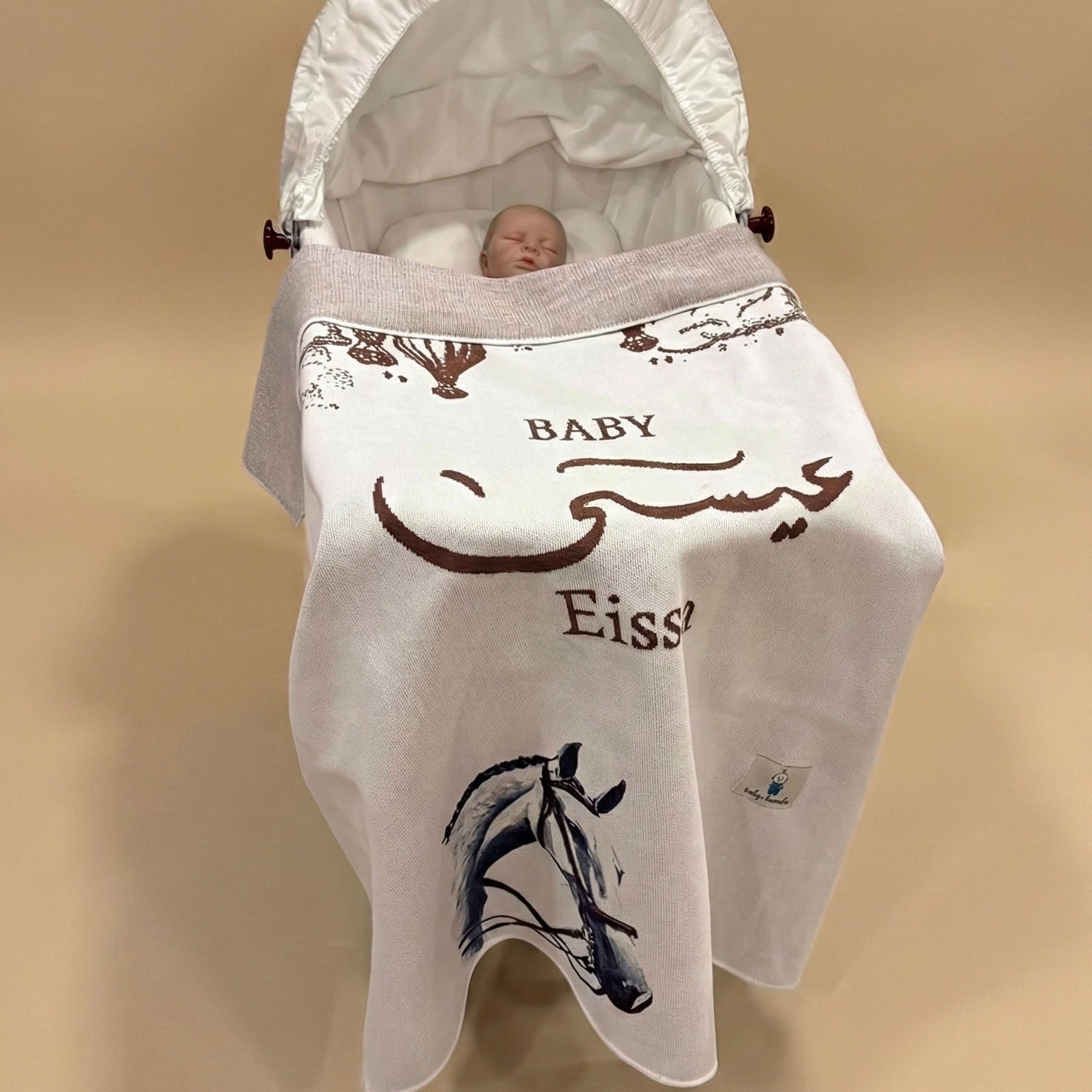 Baby Humod Store أوف وايت بطانية نسيج مع طباعة ثيم الدعوة