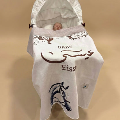 Baby Humod Store أوف وايت بطانية نسيج مع طباعة ثيم الدعوة