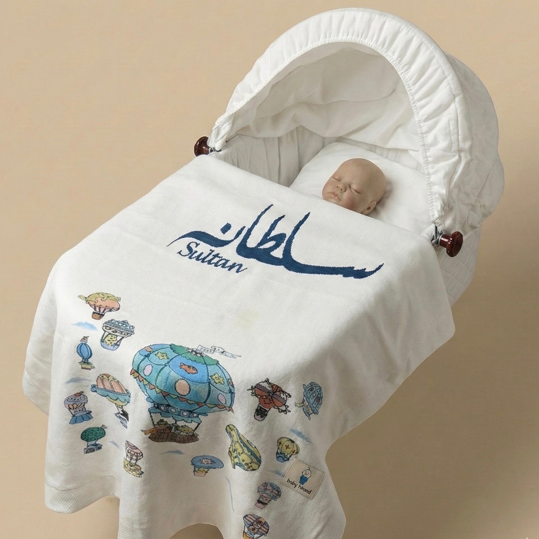 Baby Humod Store أوف وايت بطانية نسيج مع طباعة ثيم الدعوة