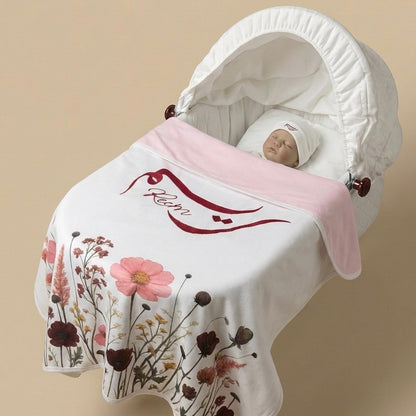 baby humod بطانية تطريز مع طباعة ثيم الدعوة