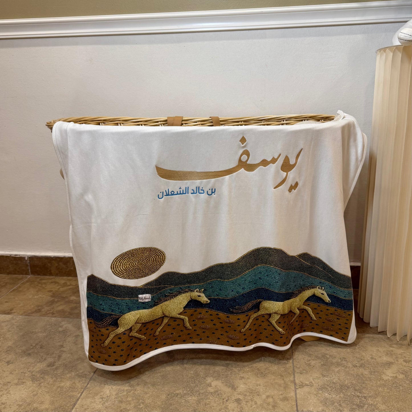 baby humod بطانية تطريز مع طباعة ثيم الدعوة