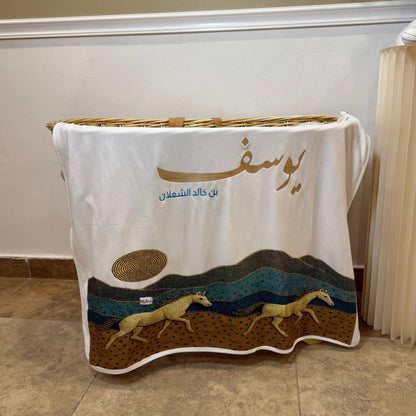 baby humod بطانية تطريز مع طباعة ثيم الدعوة