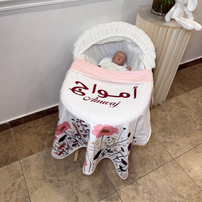 baby humod بطانية تطريز مع طباعة ثيم الدعوة