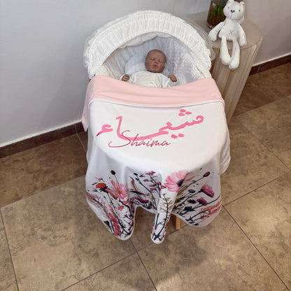 baby humod بطانية تطريز مع طباعة ثيم الدعوة