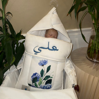 baby humod أبيض / مثلث كيس نوم بيبي - تطريز