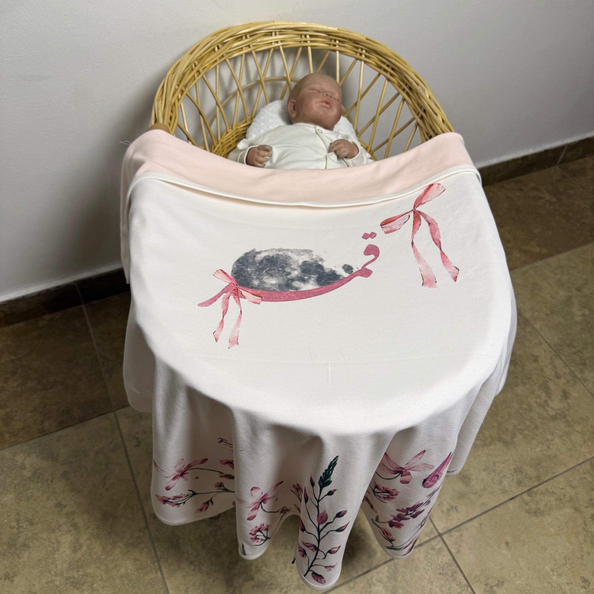 baby humod بطانية تطريز مع طباعة ثيم الدعوة