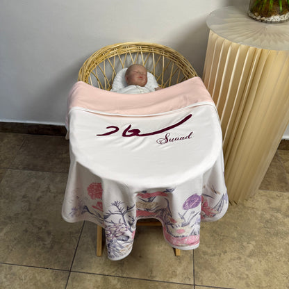 baby humod بطانية تطريز مع طباعة ثيم الدعوة