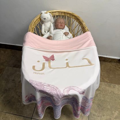baby humod بطانية تطريز مع طباعة ثيم الدعوة