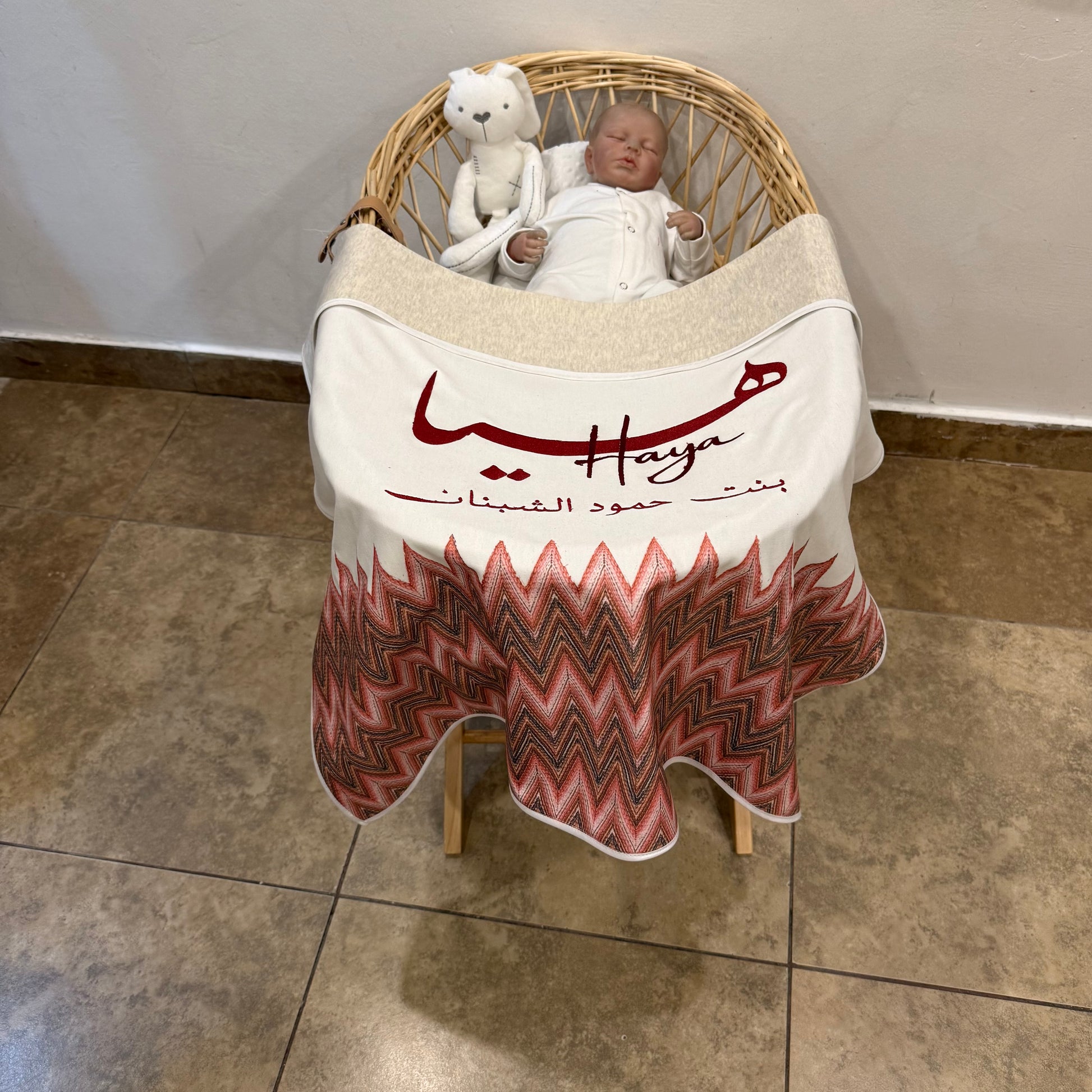 baby humod بطانية تطريز مع طباعة ثيم الدعوة