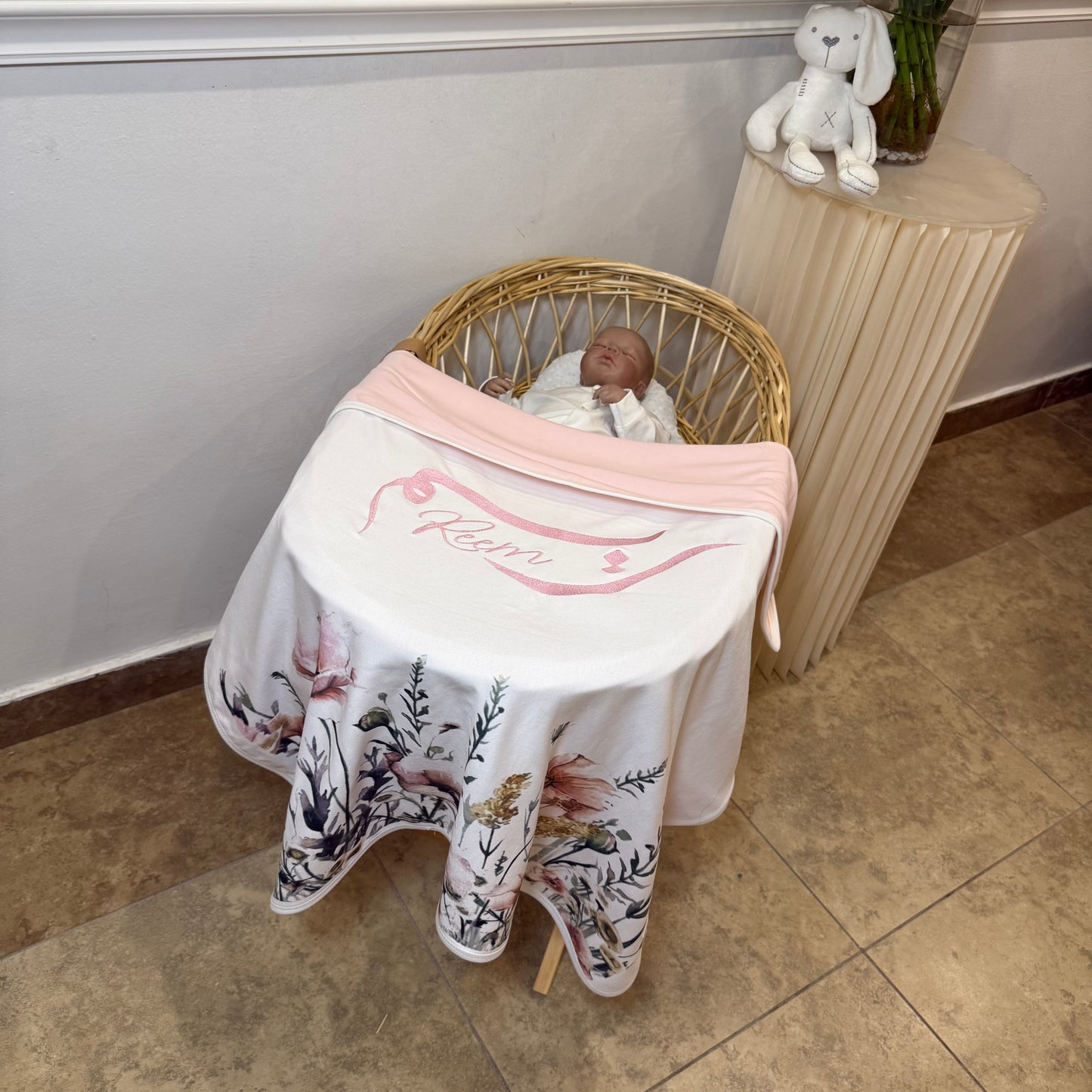 baby humod بطانية تطريز مع طباعة ثيم الدعوة