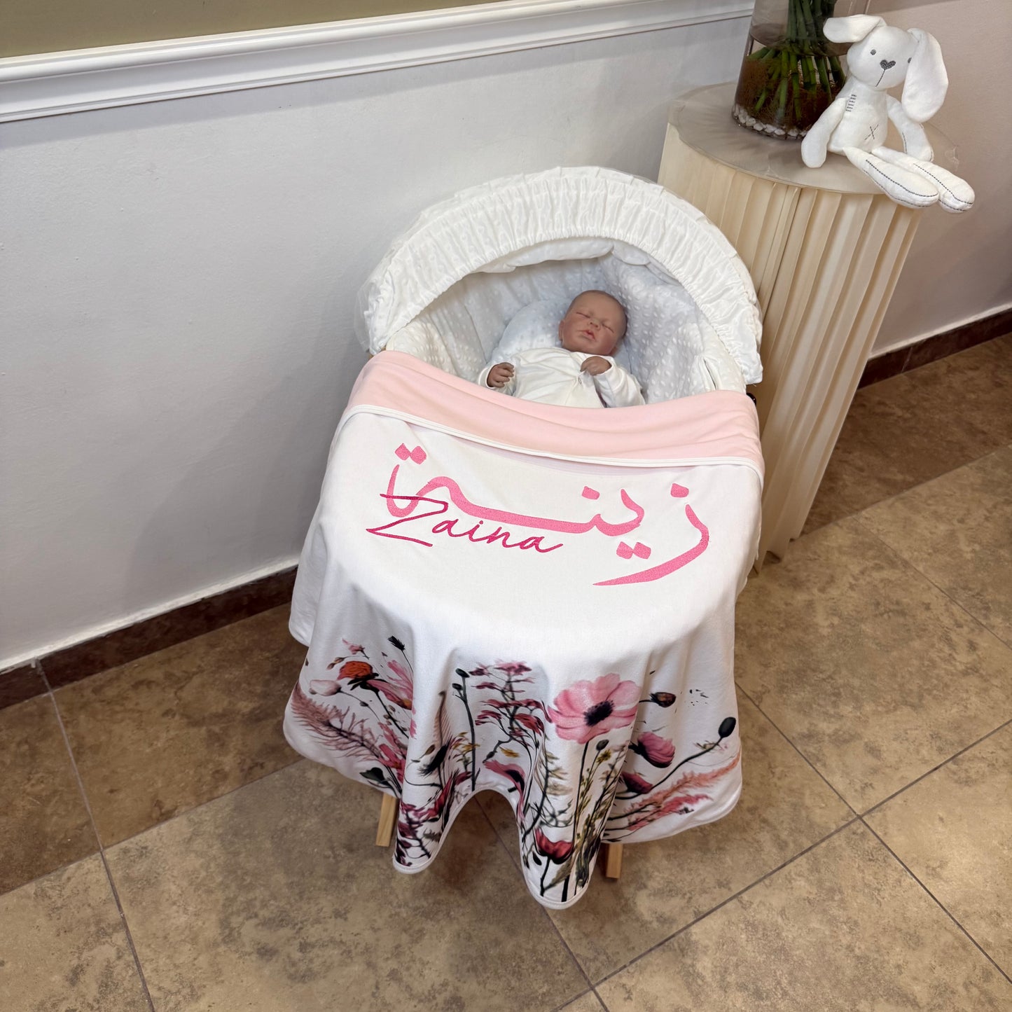 baby humod بطانية تطريز مع طباعة ثيم الدعوة