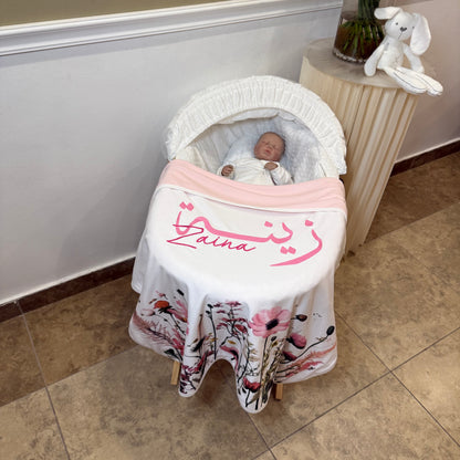 baby humod بطانية تطريز مع طباعة ثيم الدعوة