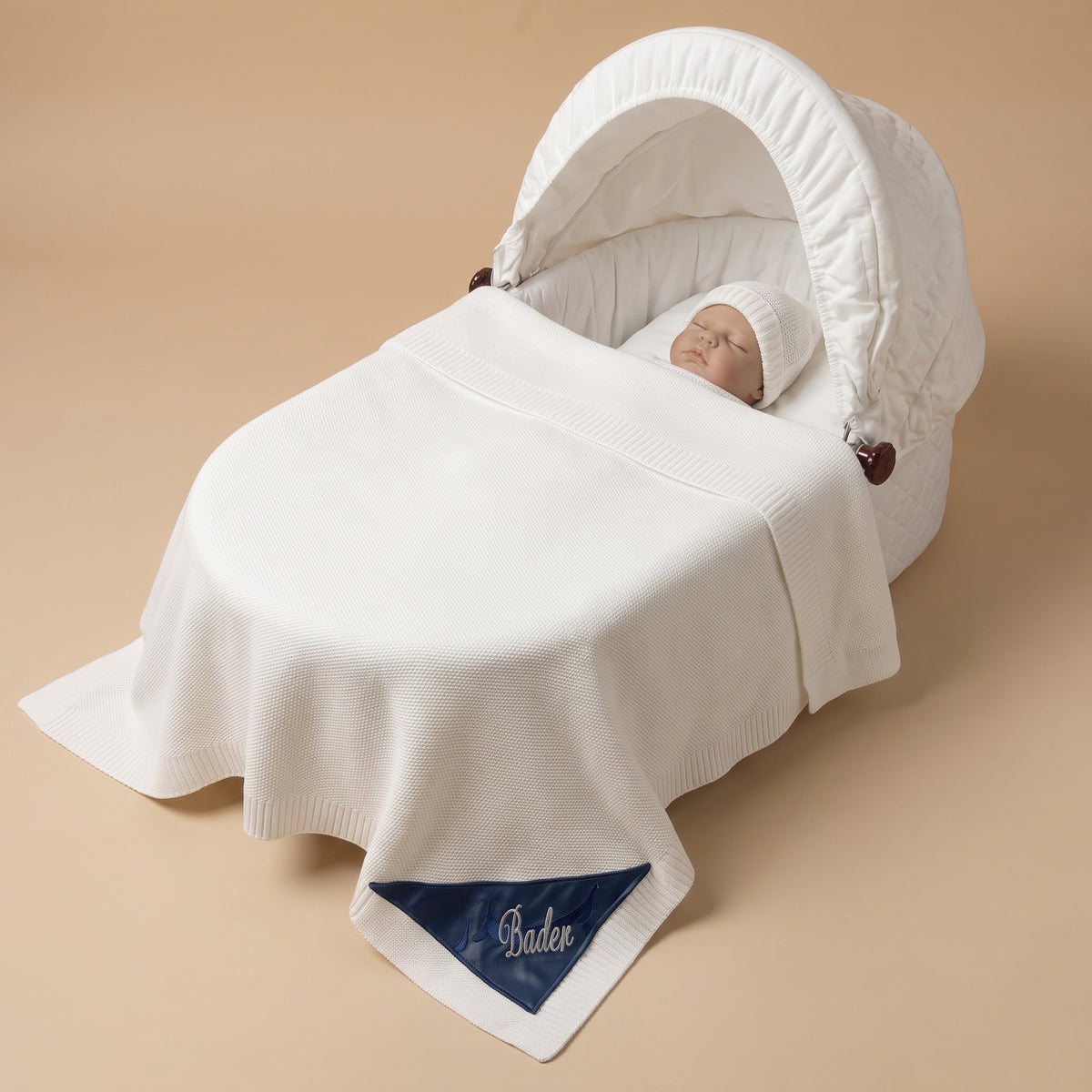 Baby Humod Store بطانية تريكو بزاوية جلد